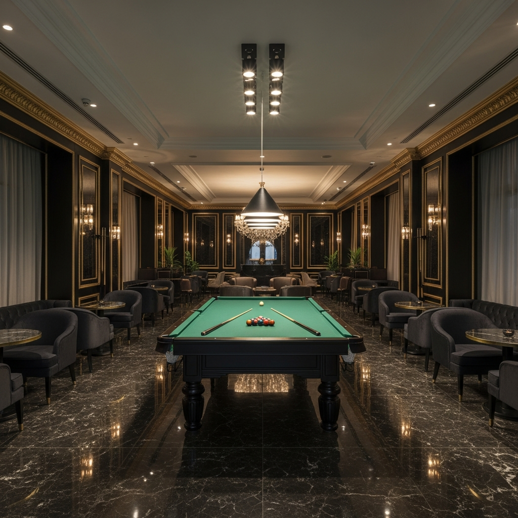 Hotel lounge billiards installation