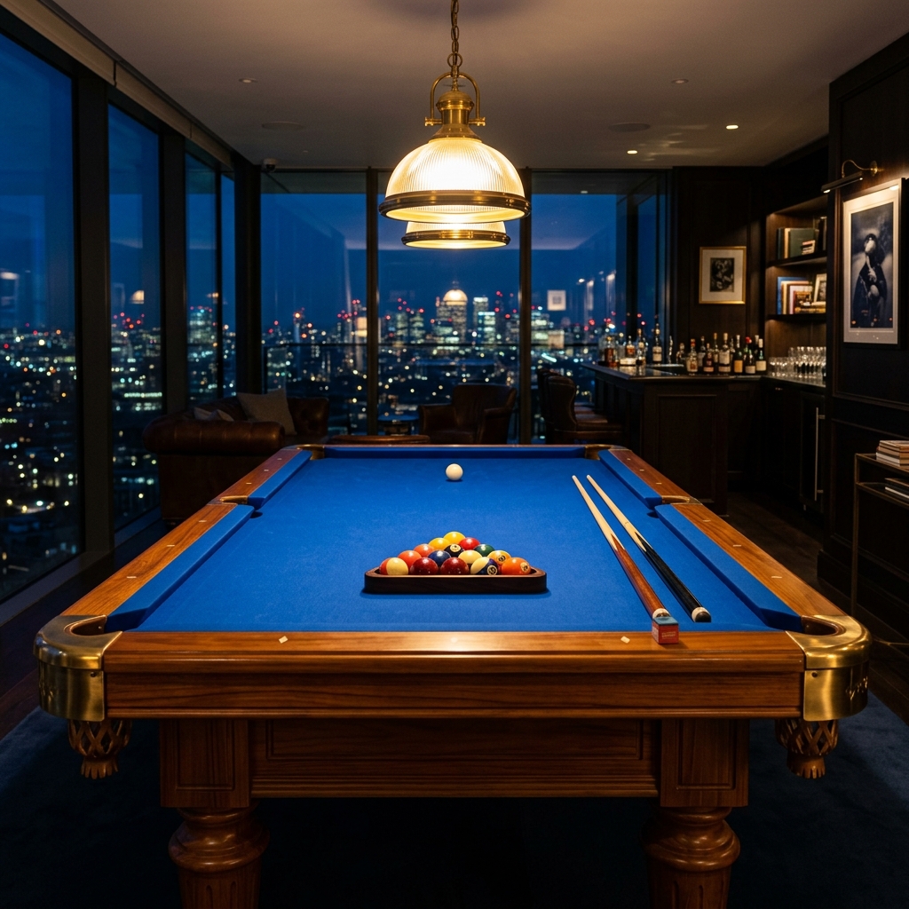 Modern apartment pool table setup